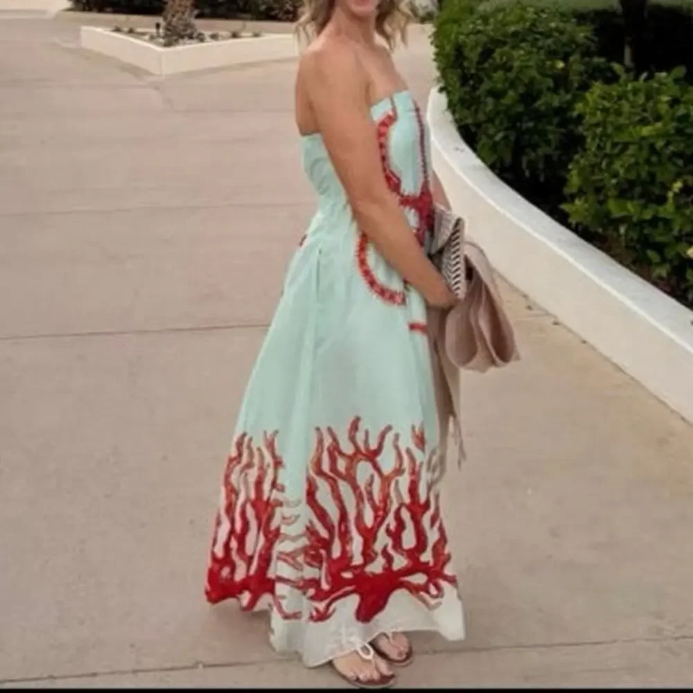 MUMA WORLD Blue Red Starfish Print Sleeveless
Ursa Maxi Dress size Large - Picture 7 of 16